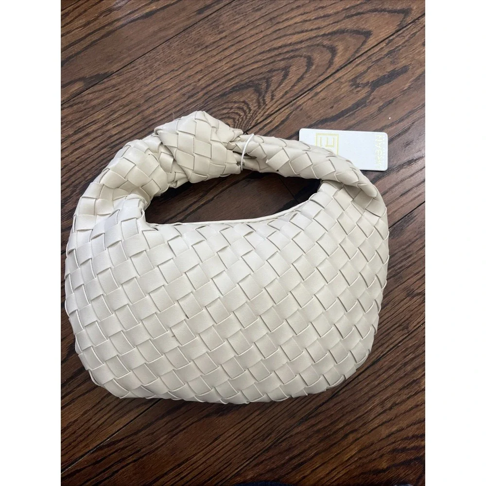 Urban Expressions Tracy Bag Woven Vegan Leather Natural Knotted Hobo Bag NWT